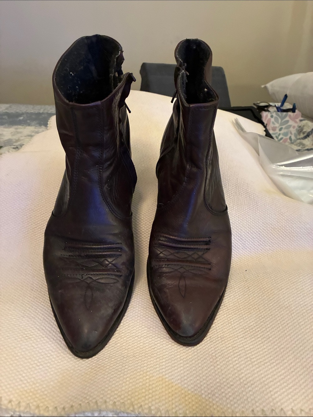 Unbranded Men's Brown Leather Ankle Boots - Classic Western Style